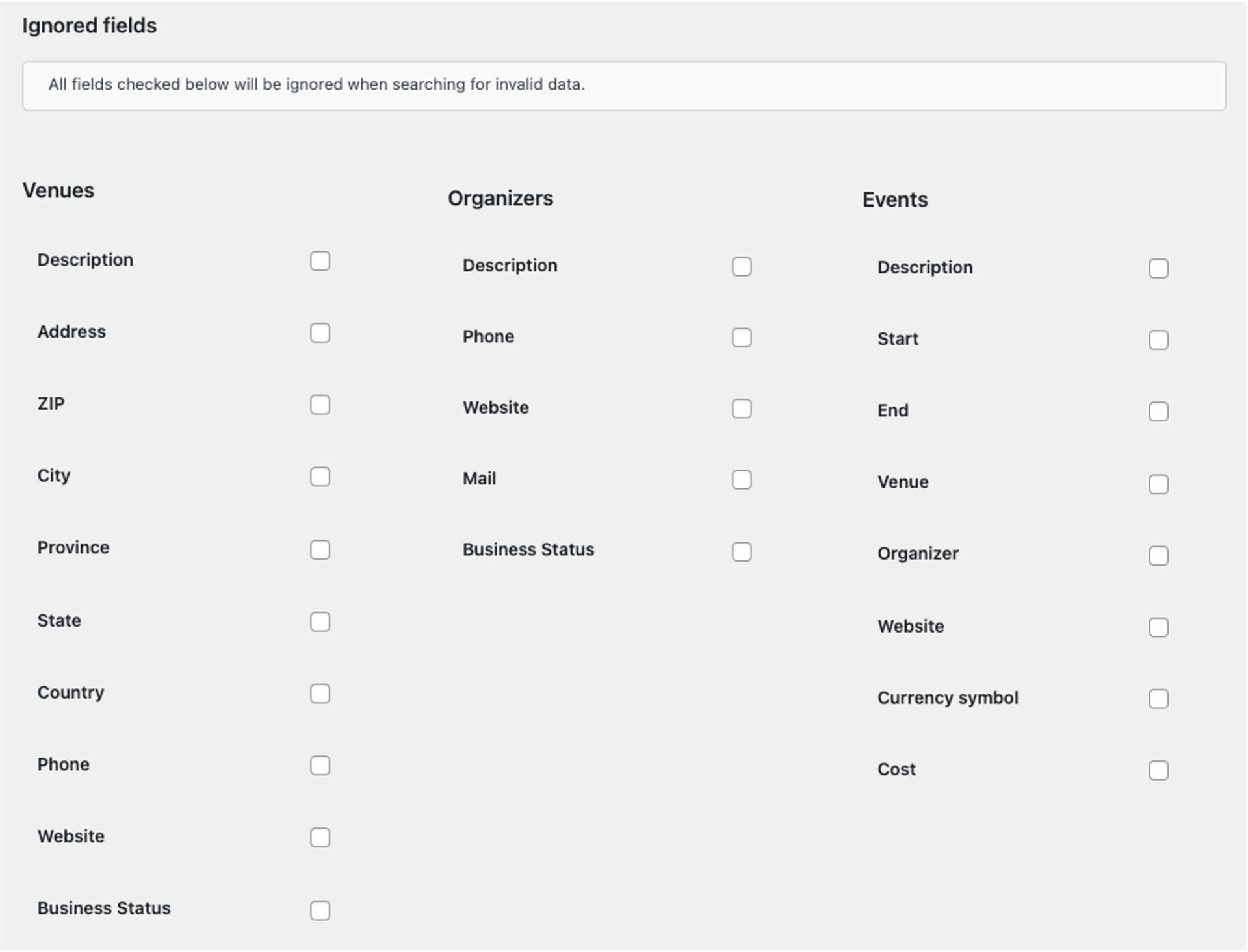 events-optimier-ignored-fields Verify URLs