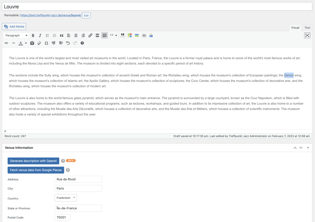 Events Optimizer - Generate descriptions with AI ChatGPT, OpenAI