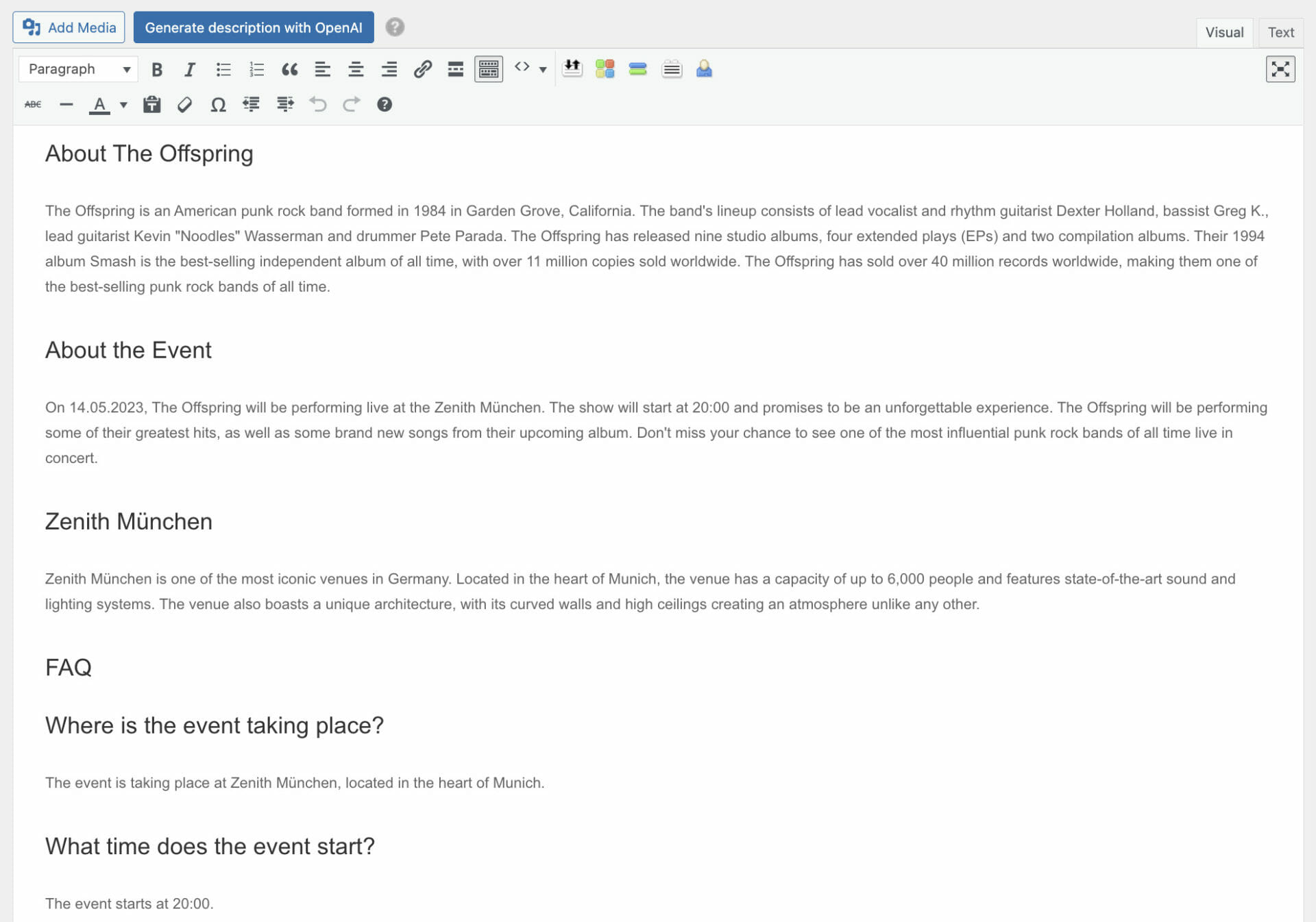 Events Optimizer - Generate event description with OpenAI ChatGPT, OpenAI