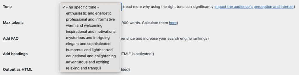 set tone in settings ChatGPT, OpenAI
